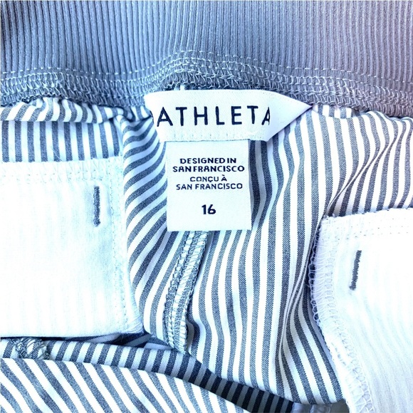 ATHLETA Brooklyn Mid Rise Striped City Joggers, Zip Pocket, gray and Cream - Picture 5 of 5